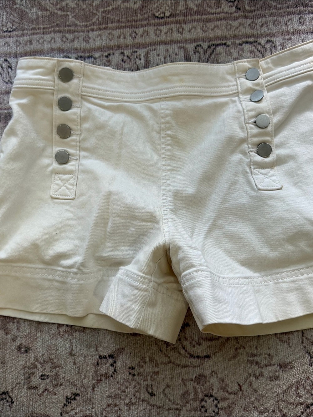 LOFT Ivory High-Waist Button-Front Shorts